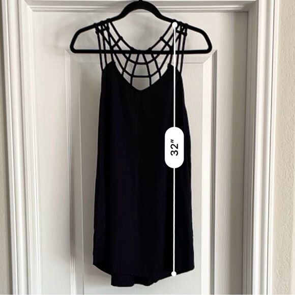 💠 RVCA Maris Black Strappy Cage Mini Shift Dress Size S - Picture 8 of 14